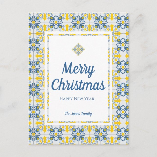 Tarjeta de Navidades de fotografía de la familia d (Anverso)