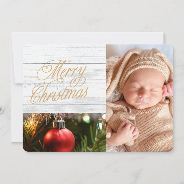 Tarjeta de Navidades de fotografía de la familia R (Anverso)