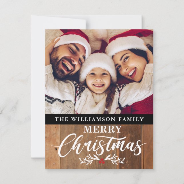 Tarjeta de Navidades de fotografía de la familia R (Anverso)