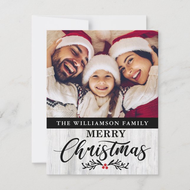 Tarjeta de Navidades de fotografía de la familia R (Anverso)
