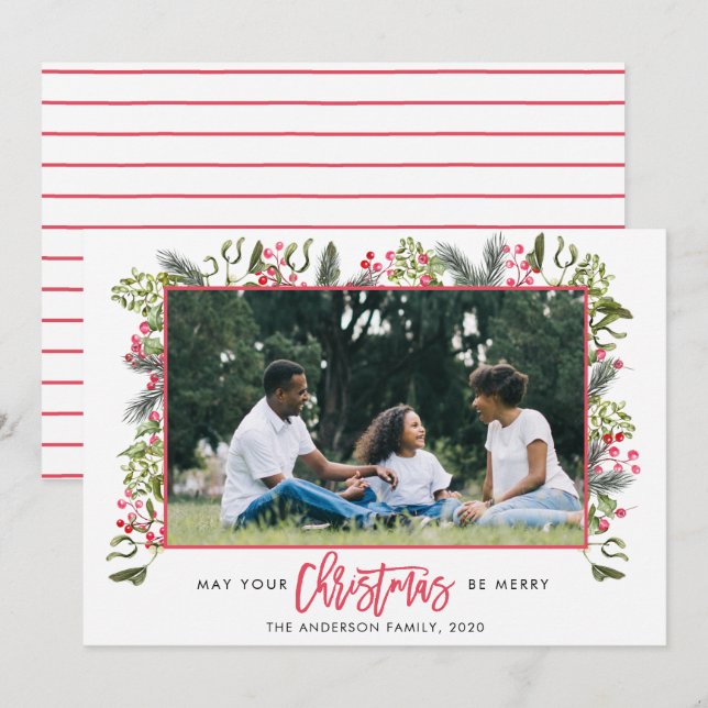 Tarjeta de Navidades de fotografía de límites flor (Anverso / Reverso)