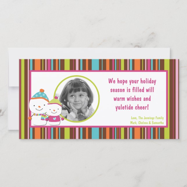 Tarjeta de Navidades de fotografía de muñeco de ni (Anverso)