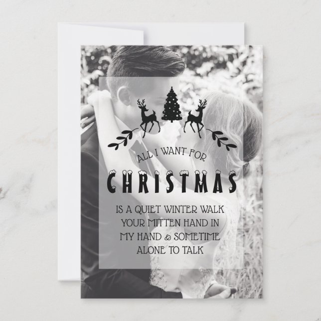 Tarjeta de Navidades de fotografía de pareja román (Anverso)