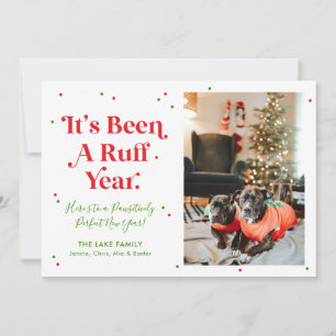 Tarjeta de Navidades de fotografía de perro del Añ