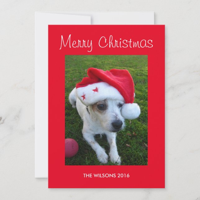 Tarjeta de Navidades de fotografía de perro person (Anverso)
