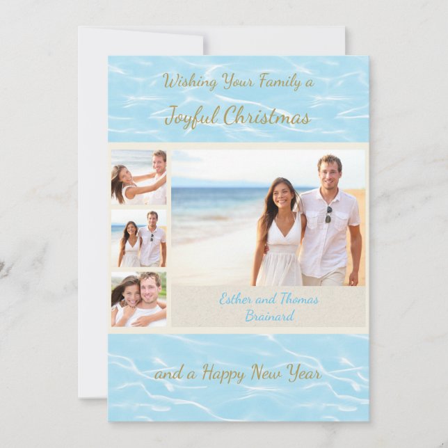 Tarjeta de Navidades de fotografía de playa tropic (Anverso)