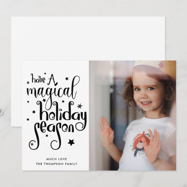 Tarjeta de Navidades de fotografía de temporada de (Anverso / Reverso)