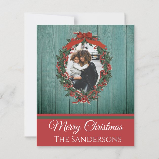 tarjeta de Navidades de fotografía de vacaciones r (Anverso)