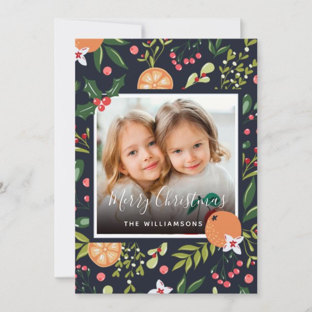 Tarjeta de Navidades de fotografía de verano y veg (Anverso)