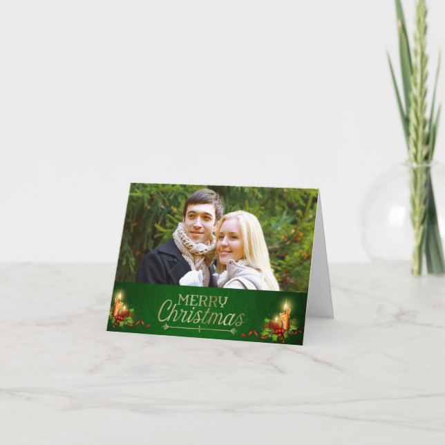 Tarjeta de Navidades de fotografía elegante (Anverso)