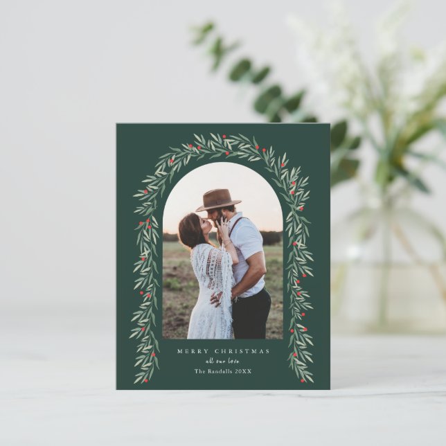 Tarjeta de Navidades de fotografía elegante de Bud (Anverso de pie)