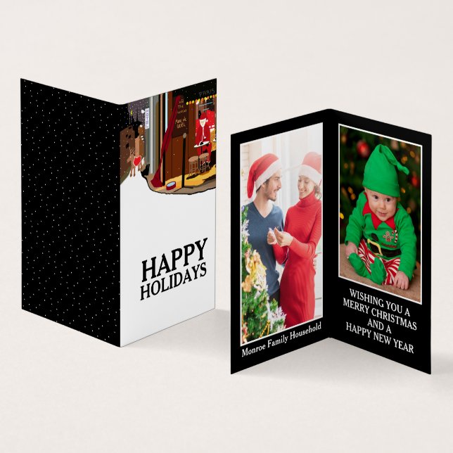 Tarjeta De Navidades De Fotografía Familiar De San (Interior y exterior)