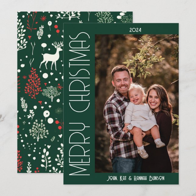 Tarjeta de Navidades de fotografía forestal modern (Anverso / Reverso)