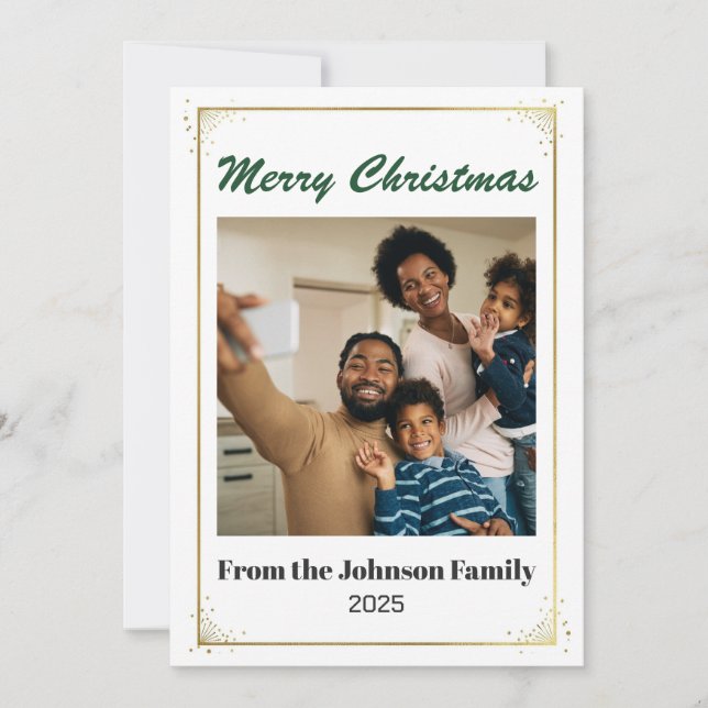 Tarjeta de Navidades de fotografía mínima personal (Anverso)