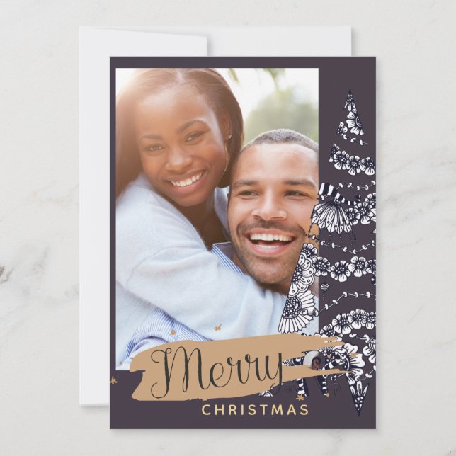 Tarjeta de Navidades de fotografía moderna - Árbol (Anverso)