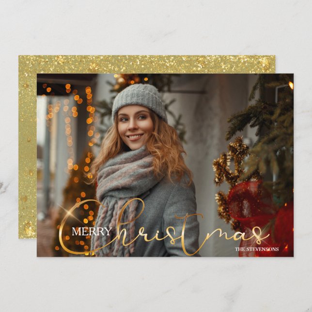 Tarjeta de Navidades de fotografía moderna de moda (Anverso / Reverso)