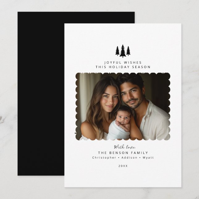 Tarjeta de Navidades de fotografía moderna Minimal (Anverso / Reverso)