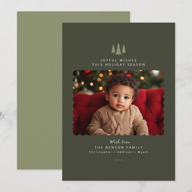 Tarjeta de Navidades de fotografía moderna Minimal (Anverso / Reverso)