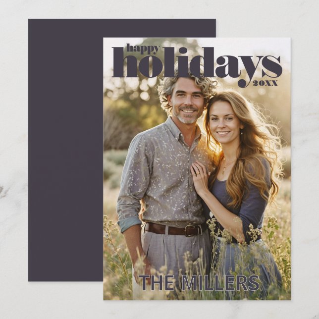 Tarjeta de Navidades de fotografía navideña modern (Anverso / Reverso)