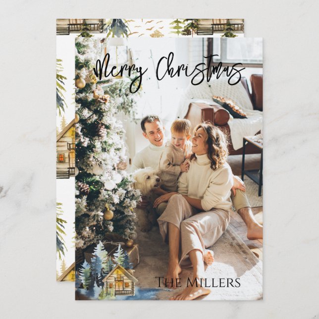 Tarjeta de Navidades de fotografía nórdicos/montañ (Anverso / Reverso)