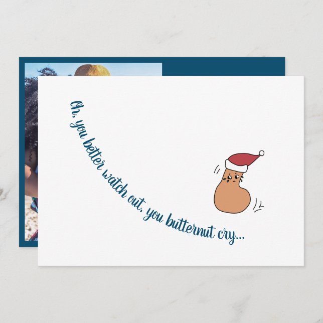 Tarjeta de Navidades de fotografía plana "You Butt (Anverso / Reverso)