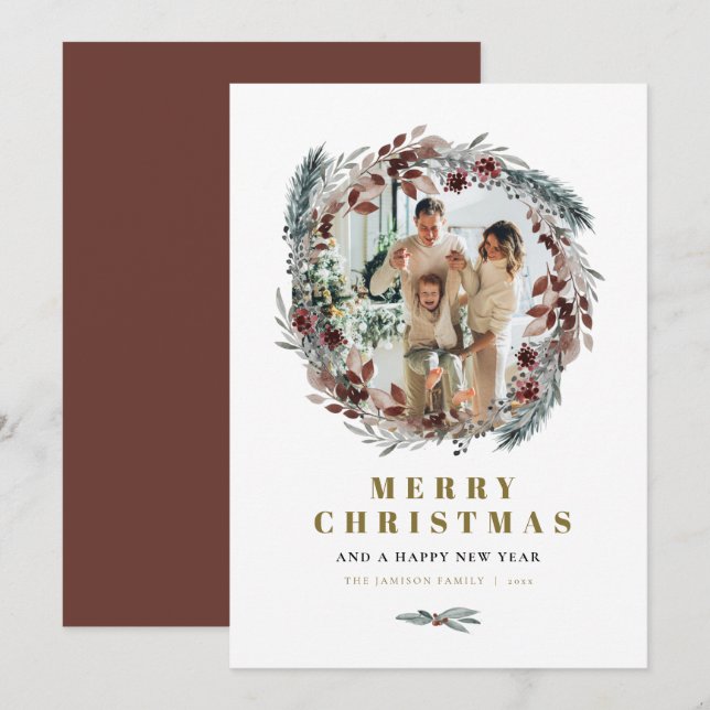 Tarjeta de Navidades de fotografía redonda NOEL Ru (Anverso / Reverso)