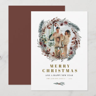 Tarjeta de Navidades de fotografía redonda NOEL Ru