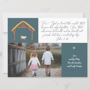 Tarjeta de Navidades de fotografía religiosa con J