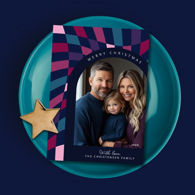 Tarjeta de Navidades de fotografía retro negrita (Shown on a 5" x 7" card)