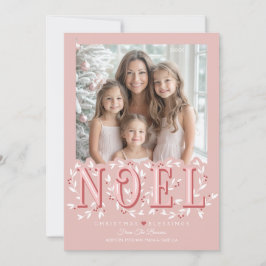 Tarjeta de Navidades de fotografía rosa Noel Elega