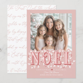 Tarjeta de Navidades de fotografía rosa Noel Elega
