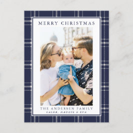 Tarjeta de Navidades de fotografía Rustic Blue Pla