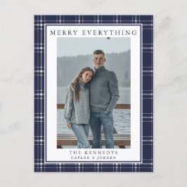 Tarjeta de Navidades de fotografía Rustic Blue Pla