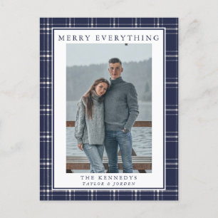 Tarjeta de Navidades de fotografía Rustic Blue Pla