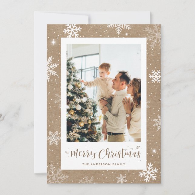 Tarjeta de Navidades de fotografía rustica Kraft S (Anverso)