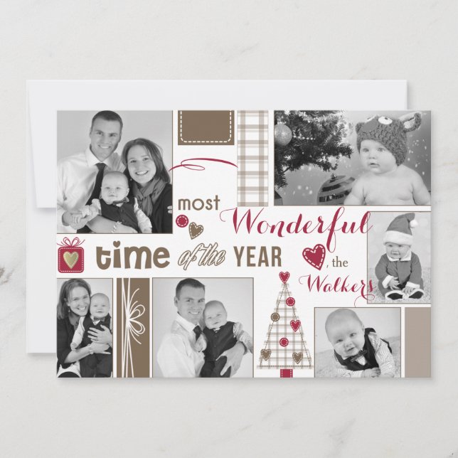 Tarjeta de Navidades de fotografía Shabby Chic (Anverso)