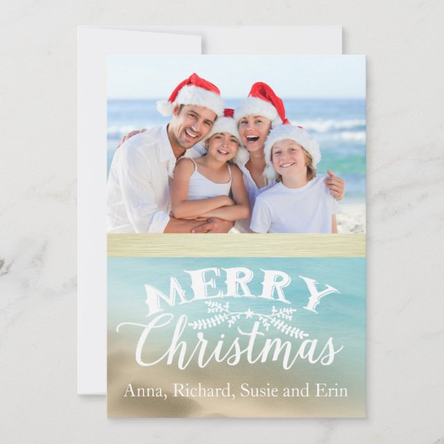 Tarjeta de Navidades de fotografía tropical de pla (Anverso)