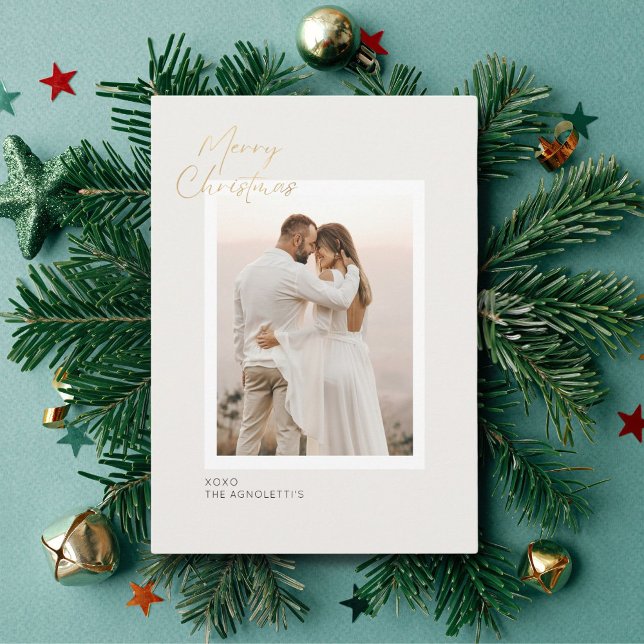 Tarjeta de Navidades de fotografía única con guión (Subido por el creador)