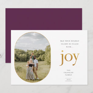 Tarjeta de Navidades de fotografía única Gold Joy