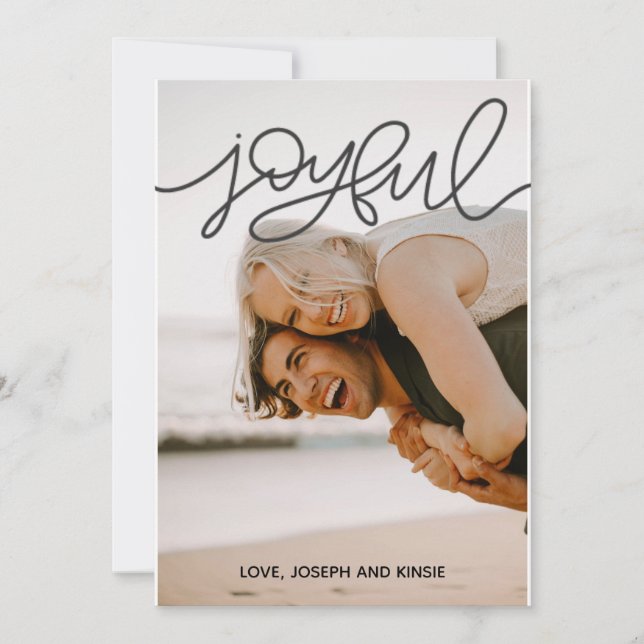 Tarjeta de Navidades de fotos alegres con papel (Anverso)