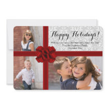 Tarjeta de Navidades de fotos Big Red Bow 3