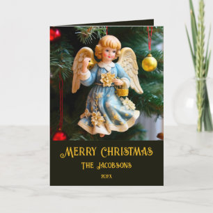 Tarjeta de Navidades de fotos de ángel de época