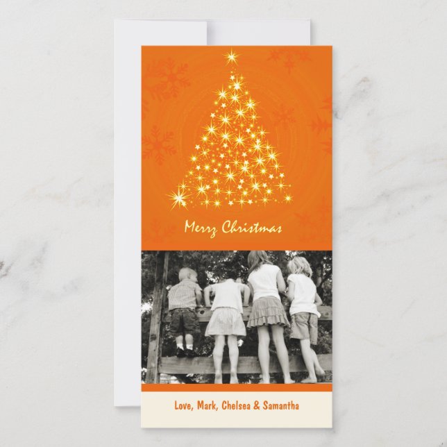 Tarjeta de Navidades de fotos de árbol XMAS Orang  (Anverso)