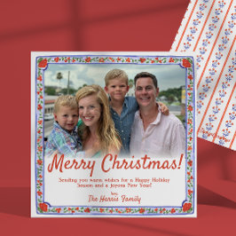 Tarjeta de Navidades de fotos de bloques florales