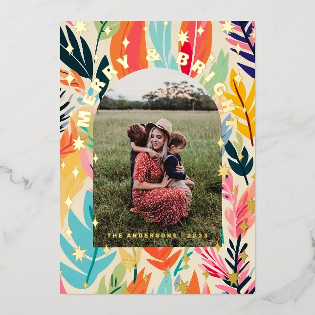 Tarjeta de Navidades de fotos de borde muy morado (Anverso)