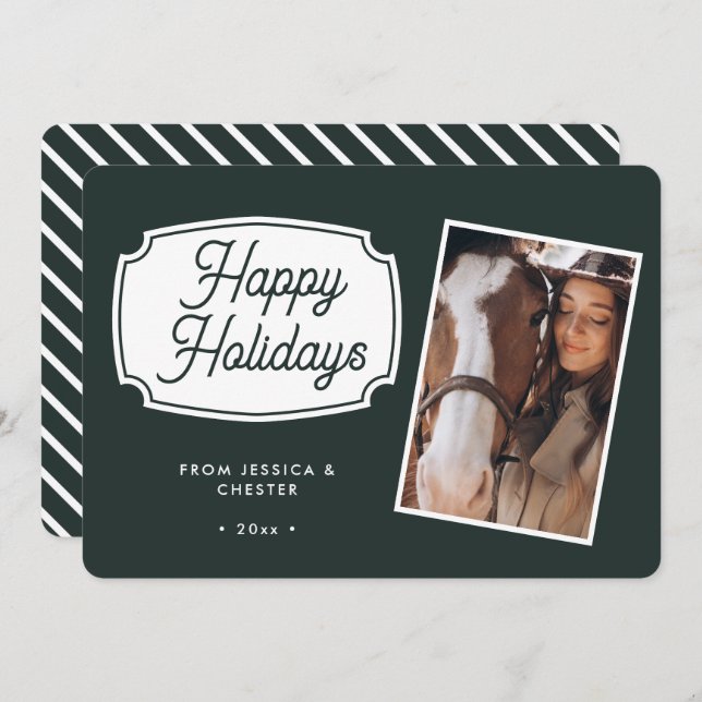 Tarjeta de Navidades de fotos de caballos ecuestre (Anverso / Reverso)