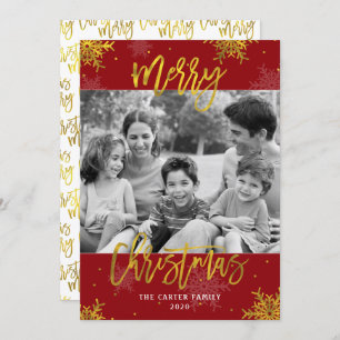 Tarjeta de Navidades de fotos de copos de nieve ro