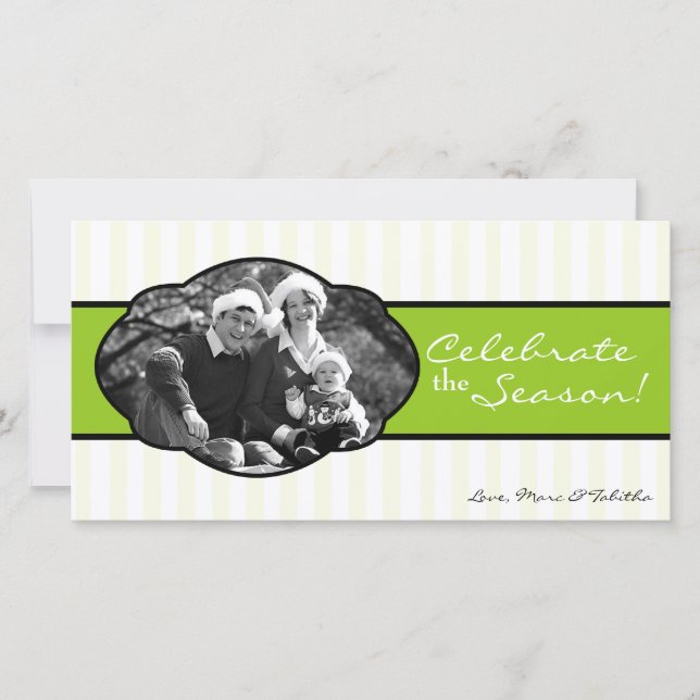 Tarjeta de Navidades de fotos de cuadros con tiras (Anverso)