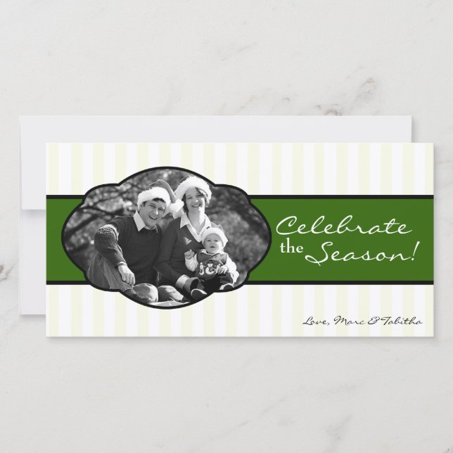 Tarjeta de Navidades de fotos de cuadros de rayas  (Anverso)