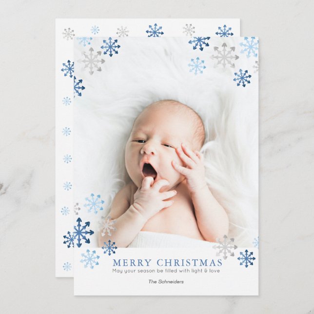 Tarjeta de Navidades de fotos de cucharaditas acuá (Anverso / Reverso)